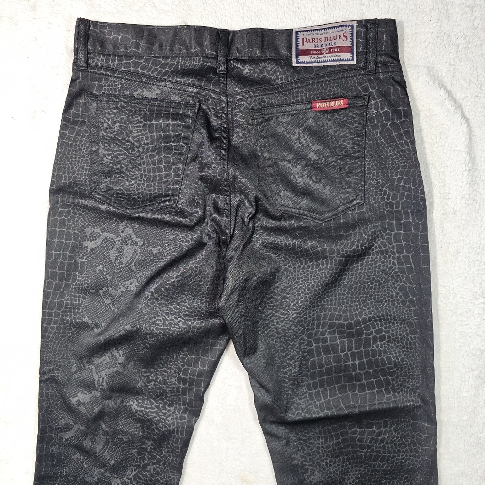 Paris Blues Vintage 1980's Midrise Flare Tiger Striped Pants Black 13 - Picture 6 of 10